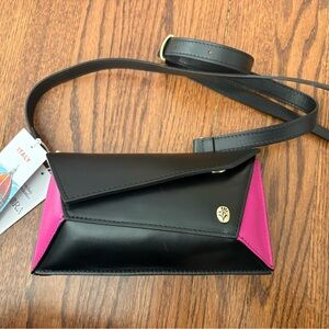 Isadora Genuine Leather Cross Body Bag for Women Made In Italy Black & Pink